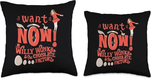 Vista 3 de Willy Wonka Chocolate Factory I Want It Now - Almohada (16.0 x 16.0 in), multicolor