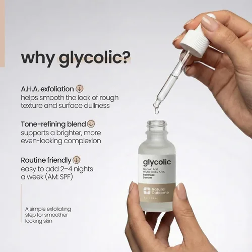 Vista 7 de Natural Outcome Ácido glicólico/suero de renovación AHA al 12% Suero facial exfoliante antienvejecimiento Aumenta la renovación celular dejando