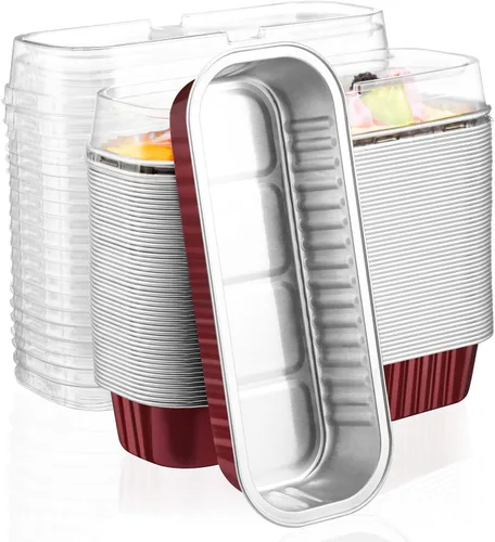 Vista 17 de EUSOAR Forros para magdalenas con tapas, 30 unidades de ramekins de papel de aluminio de 6.8 oz, mini moldes para pan de aluminio desechables