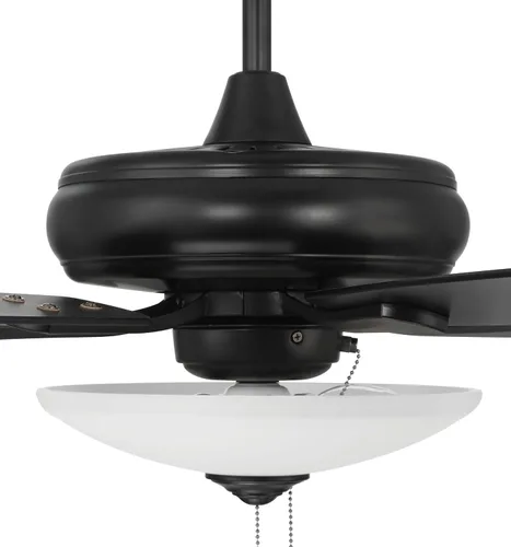 Vista 5 de Craftmade Ventilador de techo Eos de 52 pulgadas con 3 luces en acabado negro plano con cuchillas reversibles planas negras/madera gris