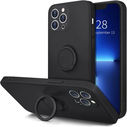 Vista 17 de Hython Funda para iPhone 13 Pro Max con soporte de anillo [soporte de anillo giratorio de 360° con soporte magnético] [borde chapado en oro rosa]