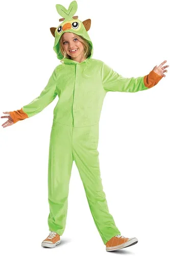 Vista 6 de Disfraz de Pokémon Grookey para niños overol oficial con capucha de Pokémon con orejas