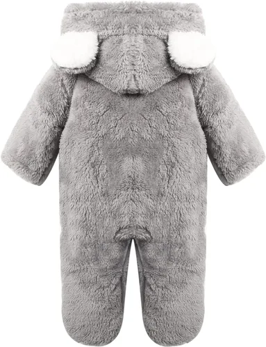 Vista 3 de Haokaini - Mono de algodón con capucha para recién nacido, diseño de oso