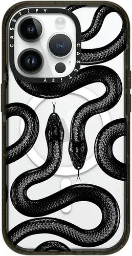 Vista 115 de CASETiFY Impact - Funda para iPhone 13 [protección contra caídas de 6.6 pies/compatible con Magsafe] Black Kingsnake, color negro transparente
