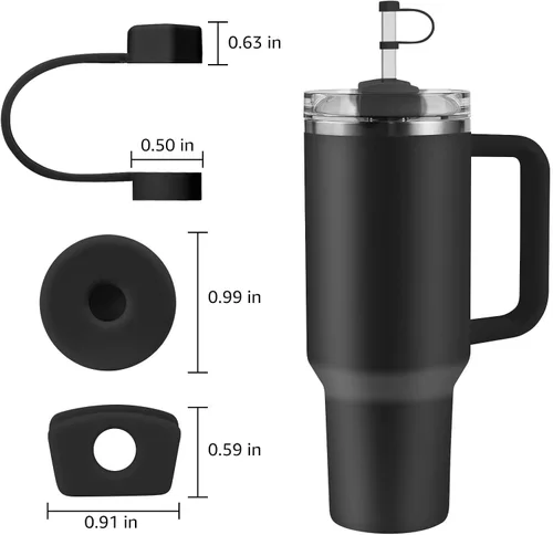 Vista 2 de Stanley - Cubrepopotes de silicona para vasos de 2.0, 30 onzas / 40 onzas, compatibles con el juego de accesorios Stanley (paquete de 1, negro)