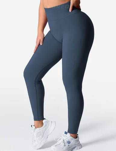 Vista 3 de YEOREO Leggings de entrenamiento sin costuras para mujer, cintura alta, levantamiento de glúteos, pantalones de yoga para gimnasio