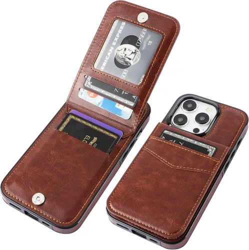 Vista 28 de KIHUWEY Compatible con iPhone 15 Pro Funda Cartera con Soporte para Tarjetas de Crédito, Tapa de Cuero Premium con Cierre Magnético y Soporte, Funda