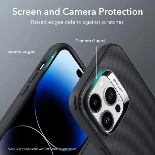 Vista 6 de ESR Funda para iPhone 14 Pro, 3 Modos de Soporte, Protección contra Caídas de Grado Militar, Compatible con Carga Inalámbrica, Cubierta Trasera Negro