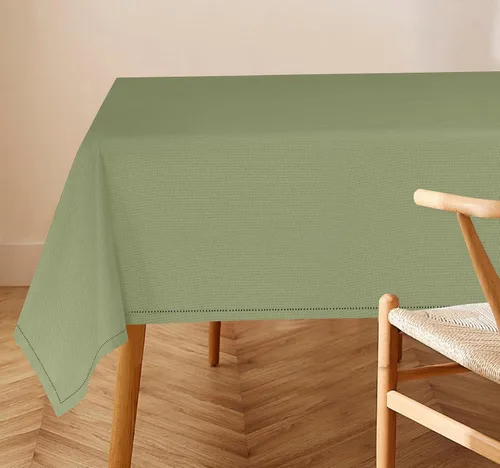 Vista 12 de RUVANTI Paño de Mesa de Lino de Algodón Rectangular 108x60 Pulgadas, Borde Clásico, Resistente a Manchas, Paño Lavable Perfecto para Cubrir Mesa
