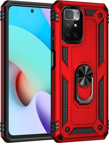 Vista 2 de Funda compatible con Xiaomi Poco X3 GT, compatible con Redmi Note 10 Pro (China), funda para teléfono 5G con soporte de anillo 2 en 1, color rojo