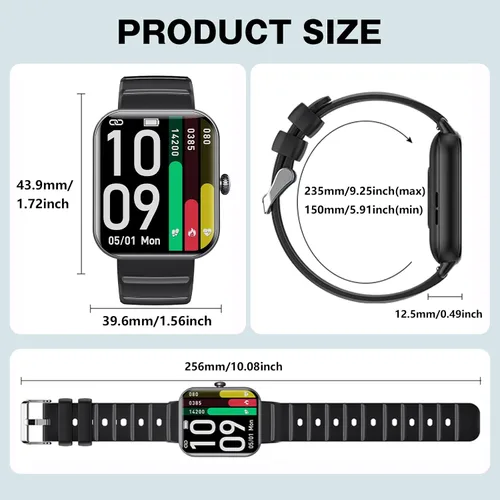 Vista 7 de Relojes inteligentes para mujeres y hombres, reloj inteligente de fitness, monitor de sueño, frecuencia cardíaca, oxígeno en sangre, presión