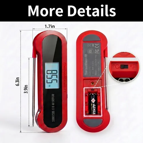 Vista 7 de Termómetro profesional 3 veces más rápido de 0.5 segundos para carne de lectura instantánea, digital, alta precisión ± 0.5 °F, impermeable IP67