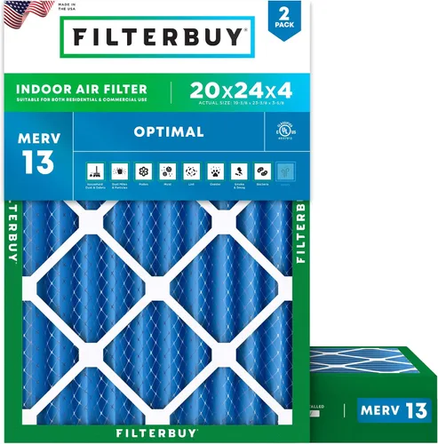Vista 71 de Filterbuy Filtro de aire MERV 13 de 8 x 14 x 1 pulgadas, protección óptima contra el humo y la alergia (paquete de 2), filtros electrostáticos