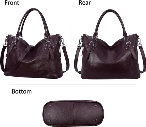 Vista 3 de Heshe - Bolso de mano para mujer, de piel con asa superior, bolso cruzado.