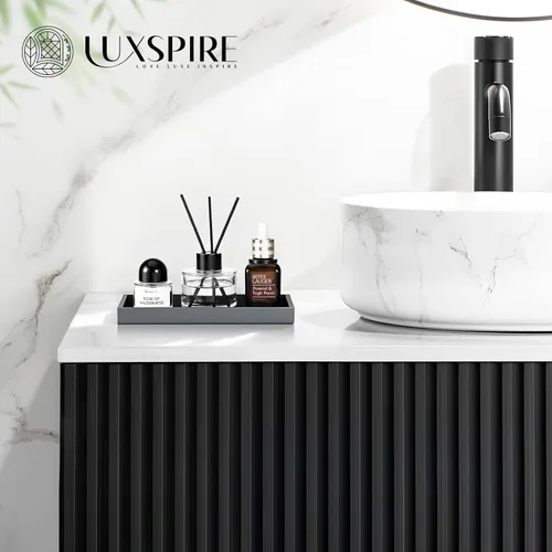 Vista 6 de Luxspire Bandeja de tocador de baño, bandeja de silicona para encimera de cocina de 7.9 x 4 pulgadas para dispensador de jabón, organizador