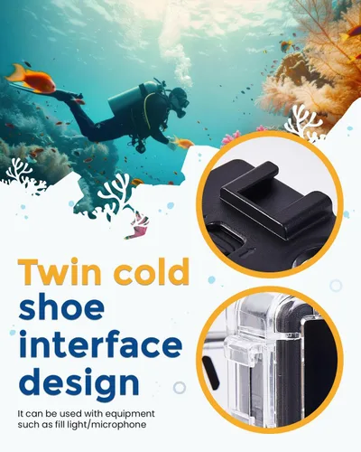 Vista 5 de Waterproof Housing Case with Dive Filters for DJI Osmo Action 5 Pro/4/3, Support 60 m/197 ft Deep Diving, Underwater Case with High Transmission