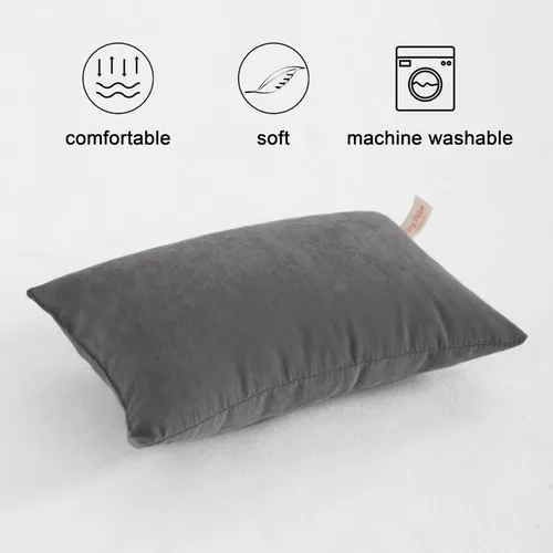 Vista 2 de FLXXIE Tiny Pillows, microfibra alternativa de plumón 11 x 7 pulgadas, gris Gris Oscuro