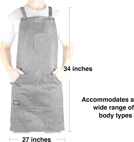 Vista 28 de Hudson Durable Goods - Delantal de chef de grado profesional para cocina, barbacoa y parrilla