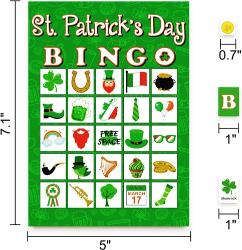 Vista 3 de Moon Boat 32Players - Juego de bingo del día de San Patricio para adultos, actividades de fiesta de trébol