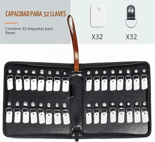 Vista 5 de tutata Estuche portátil con cremallera, organizador de llaves de cuero
