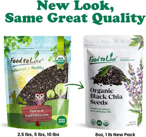 Vista 8 de Food to Live - Semillas orgánicas de chía negra, 4 libras - Sin OMG, enteras, germinables, veganas, kosher, Keto, Sirtfood, a granel