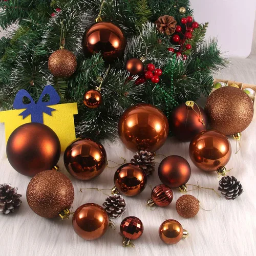 Vista 8 de Esferas pequeñas de bronce de 1.6 pulgadas para decoración del árbol de Navidad, adornos inastillables para cumpleaños, Halloween, vacaciones, boda