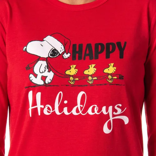 Vista 3 de INTIMO Peanuts Charlie Brown Snoopy Button Sleep Family - Conjunto de pijama navideño