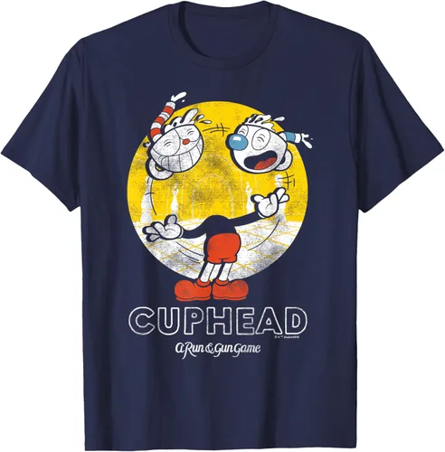 Vista 22 de Cuphead Camiseta con Mugman Head Malabarismo Negro