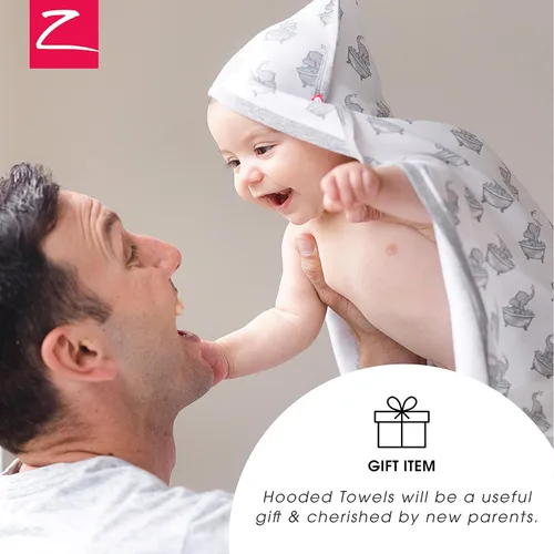 Vista 6 de Zutano Toallas de bebé con capucha, toalla de baño de algodón orgánico, toalla de bebé ultra suave y absorbente para recién nacidos y bebés, juego