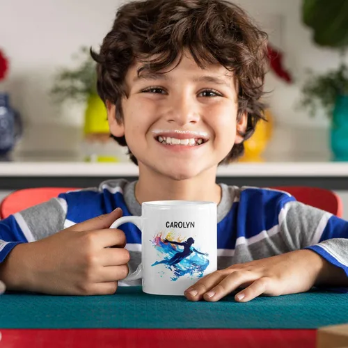 Vista 2 de Taza de café personalizada para nadador, regalo para equipo de natación, taza de cerámica blanca personalizada con nombre nadador, taza de té