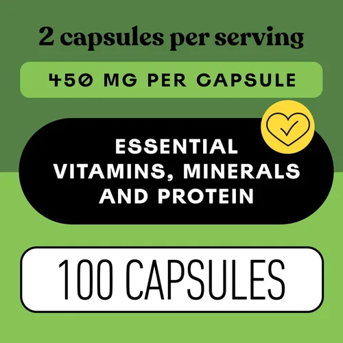 Vista 5 de Complete Natural Products Hoja de alfalfa pura - 100 cápsulas - 450 mg de polvo de hoja de alfalfa orgánica pura seca en cápsulas vegetales