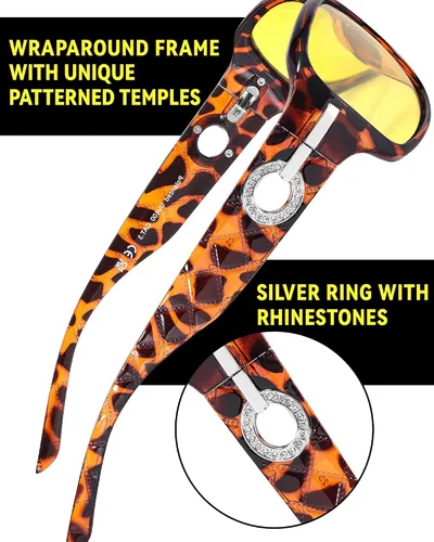 Vista 3 de FIMILU Gafas de sol polarizadas de moda para mujer, con diamantes de imitación, protección UV para exteriores