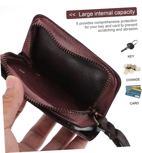 Vista 9 de ERINGOGO 2 pcs key case zip wallet wallets for men leather zip lock organizer Zipper Car Key Bag car case key