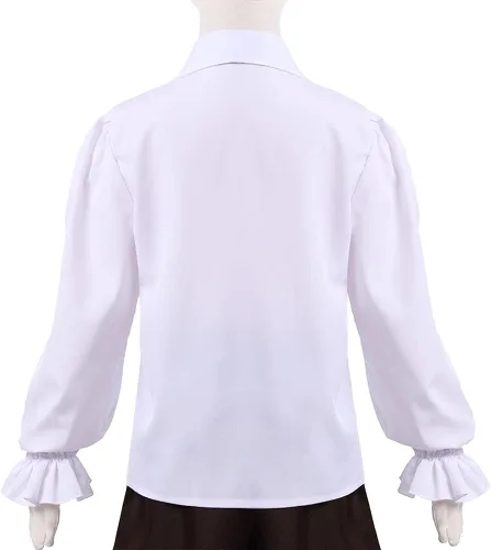 Vista 4 de GRACEART Camisa de pirata medieval para niños, camisa renacentista con volantes, jacobita escocés, Ghillie, color blanco, 2T a 16 años