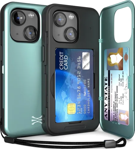 Vista 19 de TORU CX Slim - Funda tipo cartera para iPhone 15, funda protectora a prueba de golpes resistente con tarjetero oculto y ranura para tarjetas, espejo