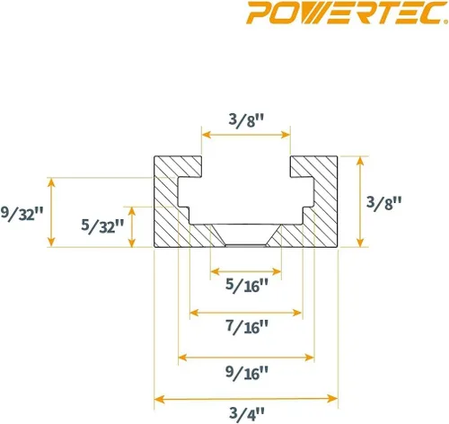 Vista 5 de POWERTEC 72080 Kit de intersección de pista en T de 3 pulgadas, 2 juegos con tornillos para madera y kit de 16 piezas de perilla de pista en T que
