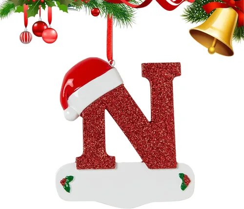 Vista 19 de Adornos de Navidad personalizados de 26 letras, mesa de decoración navideña para interiores (A)