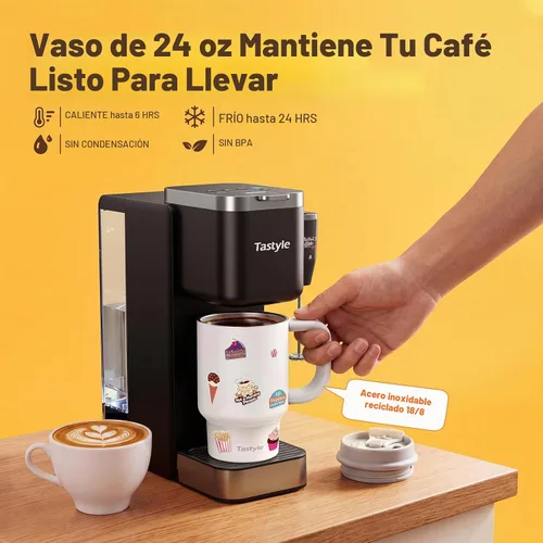 Vista 5 de Tastyle Cafetera BrewKit de una sola porción con espumador para taza K