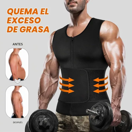 Vista 3 de Cimkiz Camisa de traje de sauna para hombre para entrenamiento de cintura, chaleco de compresión para gimnasio y ejercicio, camiseta