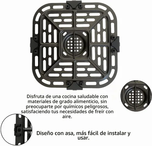 Vista 5 de Bandeja para freidora de aire, 2.0 cuartos de galón, color negro, apta para lavavajillas
