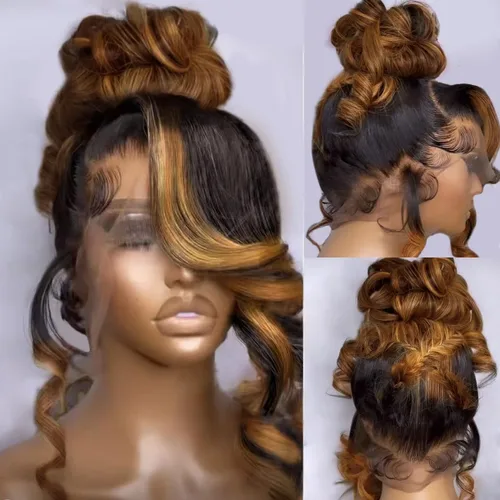 Vista 31 de BAIICS Pelucas de cabello humano rubio miel con encaje frontal transparente HD de 13 x 6 pulgadas, peluca frontal de encaje transparente HD 12A