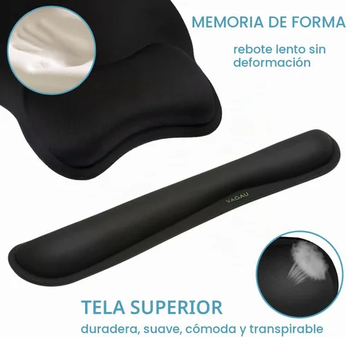 Vista 4 de VAGAU Reposamuñecas Premium para Teclado y Soporte de Muñeca para Mouse Pad, Juego de Espuma Viscoelástica Ergonómica para Oficina, Laptop, Mac