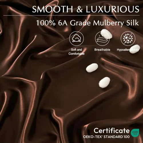 Vista 2 de ZIMASILK Sábana bajera ajustable 100% seda de morera 19 Momme, sin costuras, con bolsillo profundo, suave, sedosa e hipoalergénica para un sueño