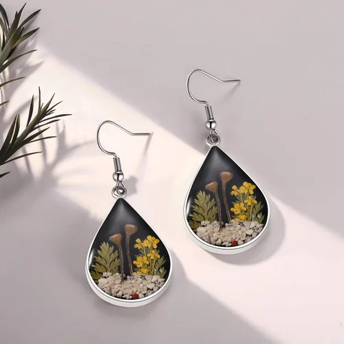 Vista 67 de Forget-Me-Not and Queen Anne's Lace Pressed Wildflower Earrings Pressed Flower Earrings Handmade Drop and Dangle Earrings Gift for Woman