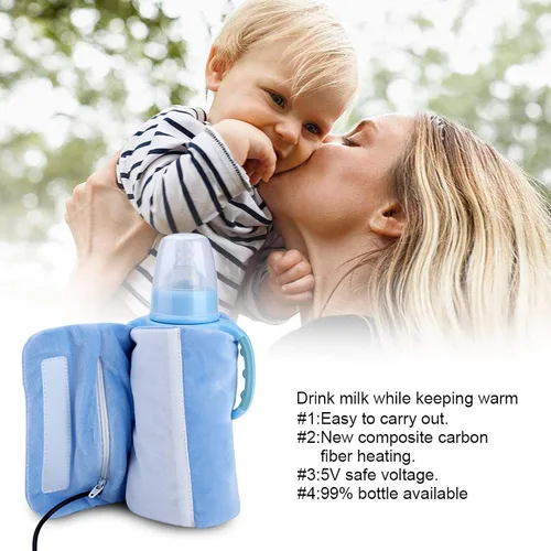 Vista 4 de Calentador portátil de alimentos para bebés, calentador de biberones, calentador de biberones para leche materna y fórmula, calentador de leche USB