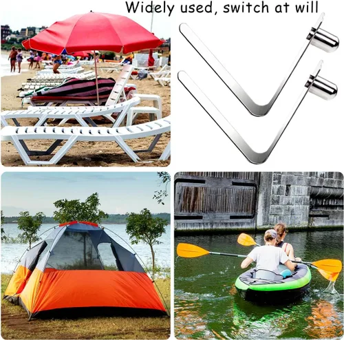 Vista 7 de HZMM 8 clips de resorte de remo para kayak, clips para poste de tienda, clips de botón de acero inoxidable, clips de resorte de botón de botón