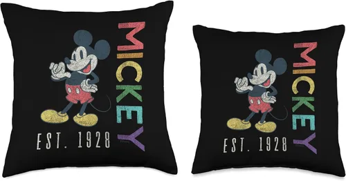 Vista 3 de Disney Mickey Mouse Est 1928 - Cojín con letras arcoíris (16.0 x 16.0 in), multicolor