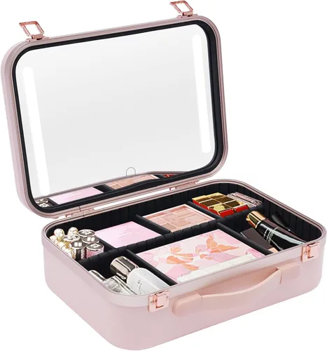 Vista 8 de Estuche de tren de maquillaje, organizador portátil de cosméticos de maquillaje de belleza, Negro2, Portátil