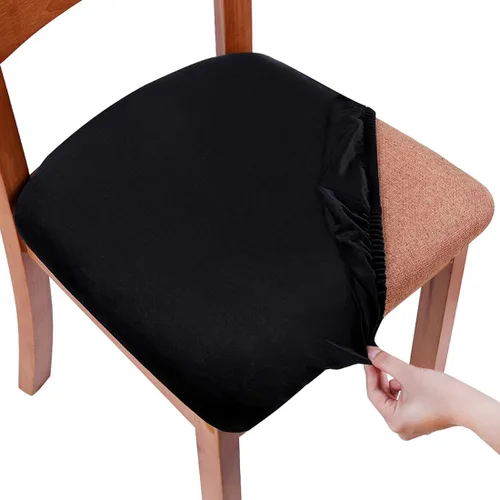 Vista 27 de Smiry - Fundas de asiento de terciopelo para silla de comedor, juego de 2, ajuste elástico, extraíbles y lavables, fundas protectoras de cojín