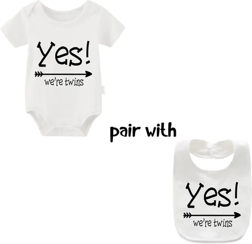 Vista 2 de YSCULBUTOL Body para bebés gemelos Yes We are Twins No We are Identical Twins Body para niños gemelos, ropa para bebés y niñas, 0-3 Months